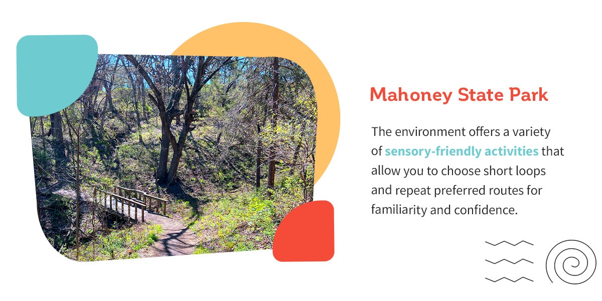 The environment offers a variety of sensory-friendly activities that allow you to choose short loops and repeat preferred routes for familiarity and confidence.